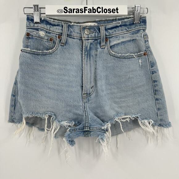 Abercrombie & Fitch The Mom Denim Jean Shorts High Rise Curve Love Size 25/0 - Picture 1 of 8